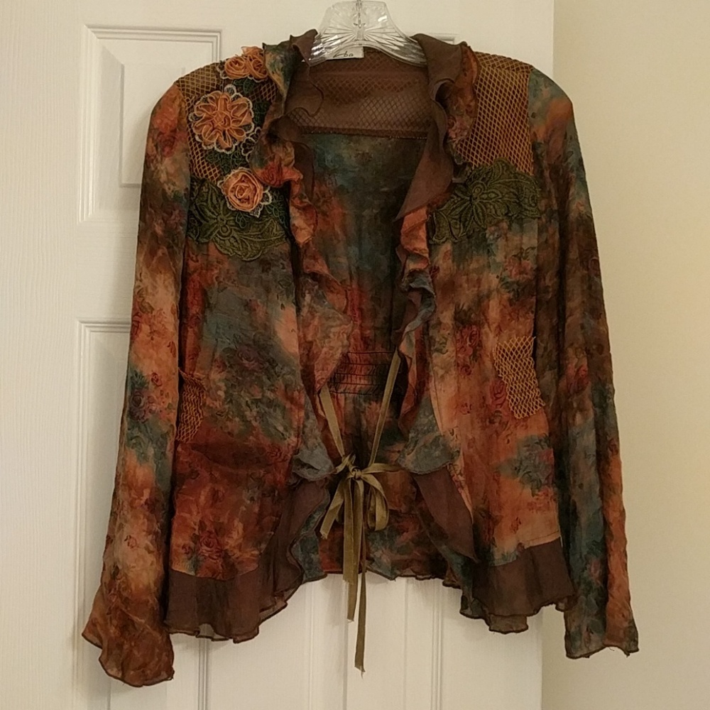 Zba brown patterned blouse